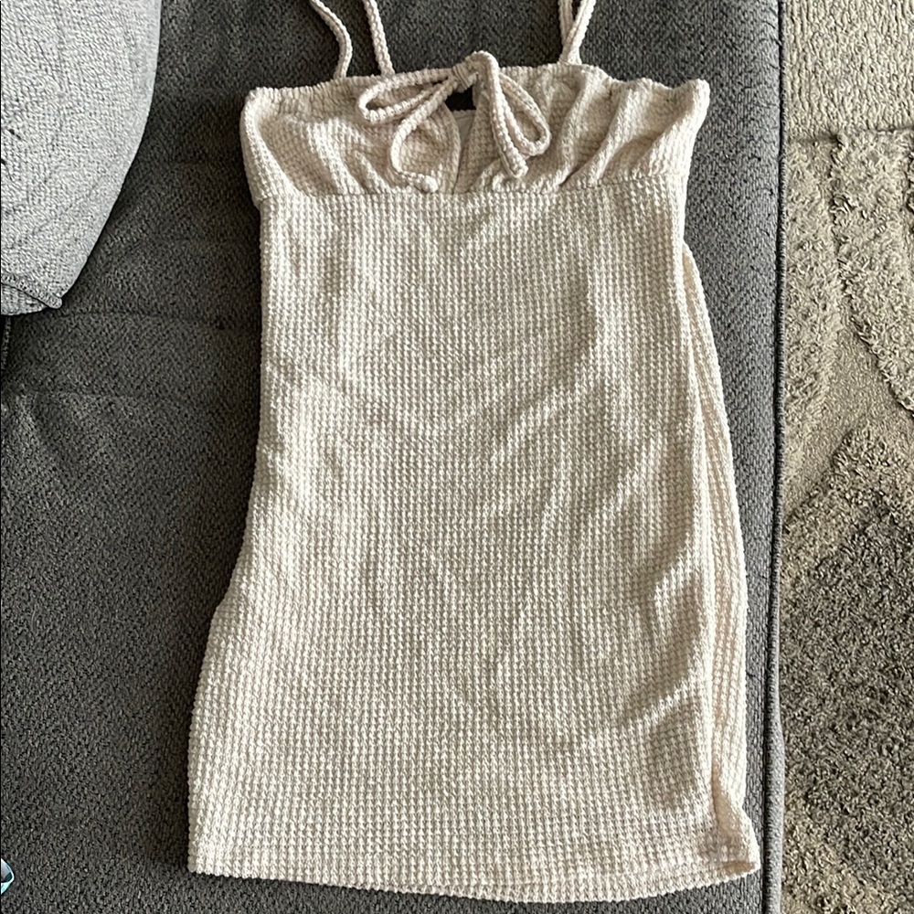 SHEIN Textured Cream Mini Dress